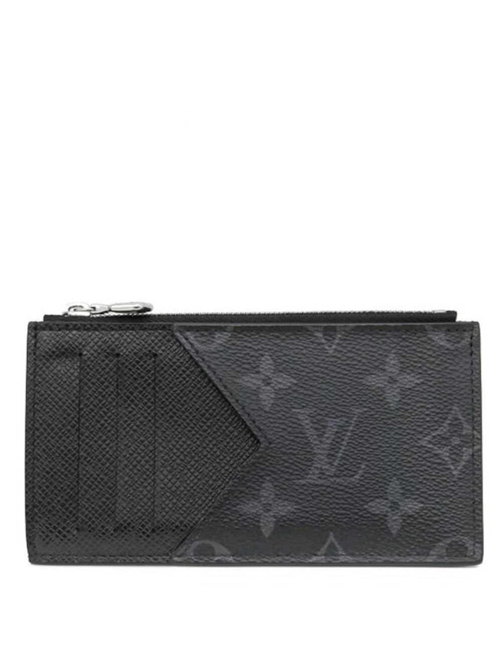 Louis Vuitton Coin Card Holder Taiga Monogram Eclipse Noir Silver Black